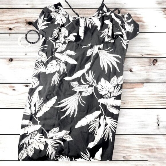 Old Navy XXL Dress Sundress Black White Tropical Beach Vacation Summer Flowy 2XL - Picture 7 of 10
